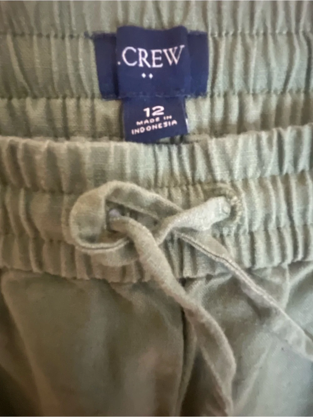 J. Crew Olive Green Wide-Leg Drawstring  Pants Sz 12